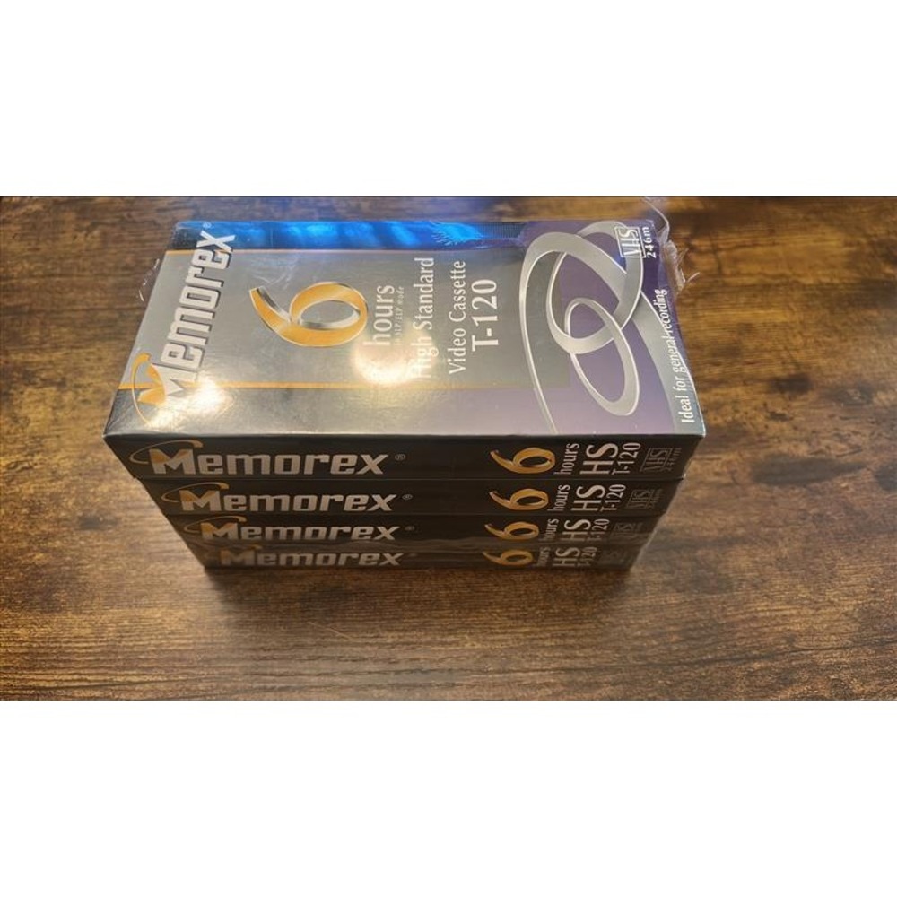 Memorex High Standard T-120 VHS Video Cassette Blank Tape 4-Pack Factory Sealed